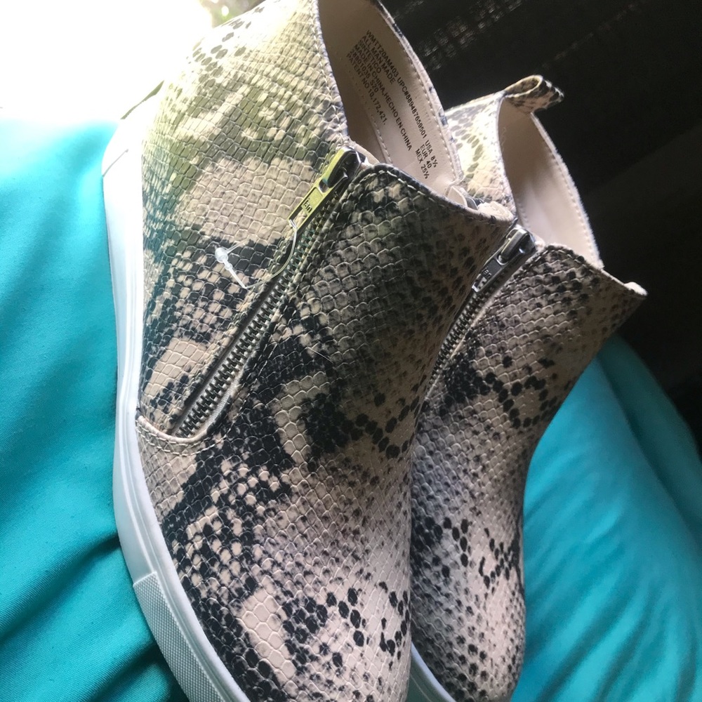 Snake print booties